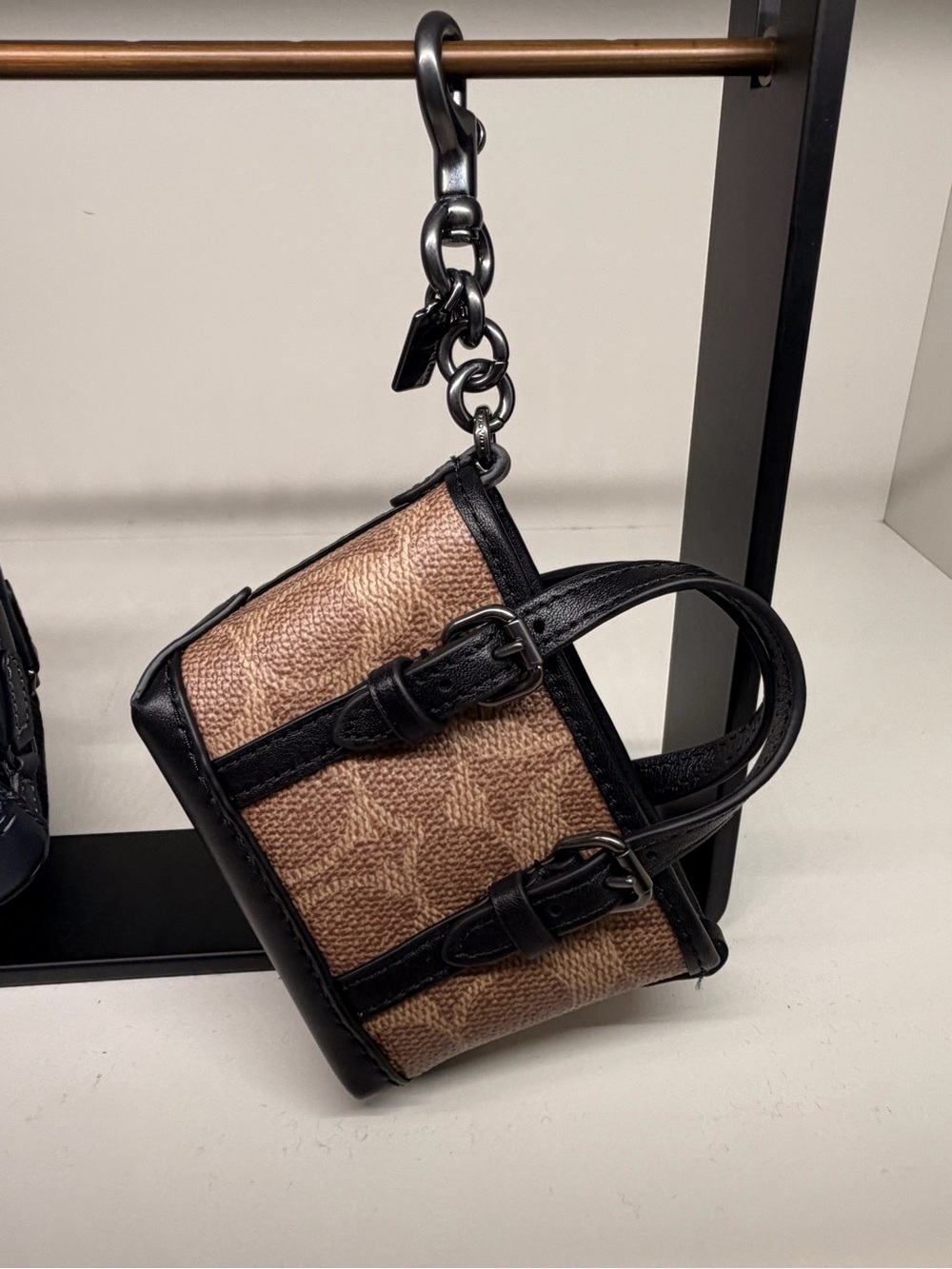 Coach Black Signature Small Key chain/bag charm new